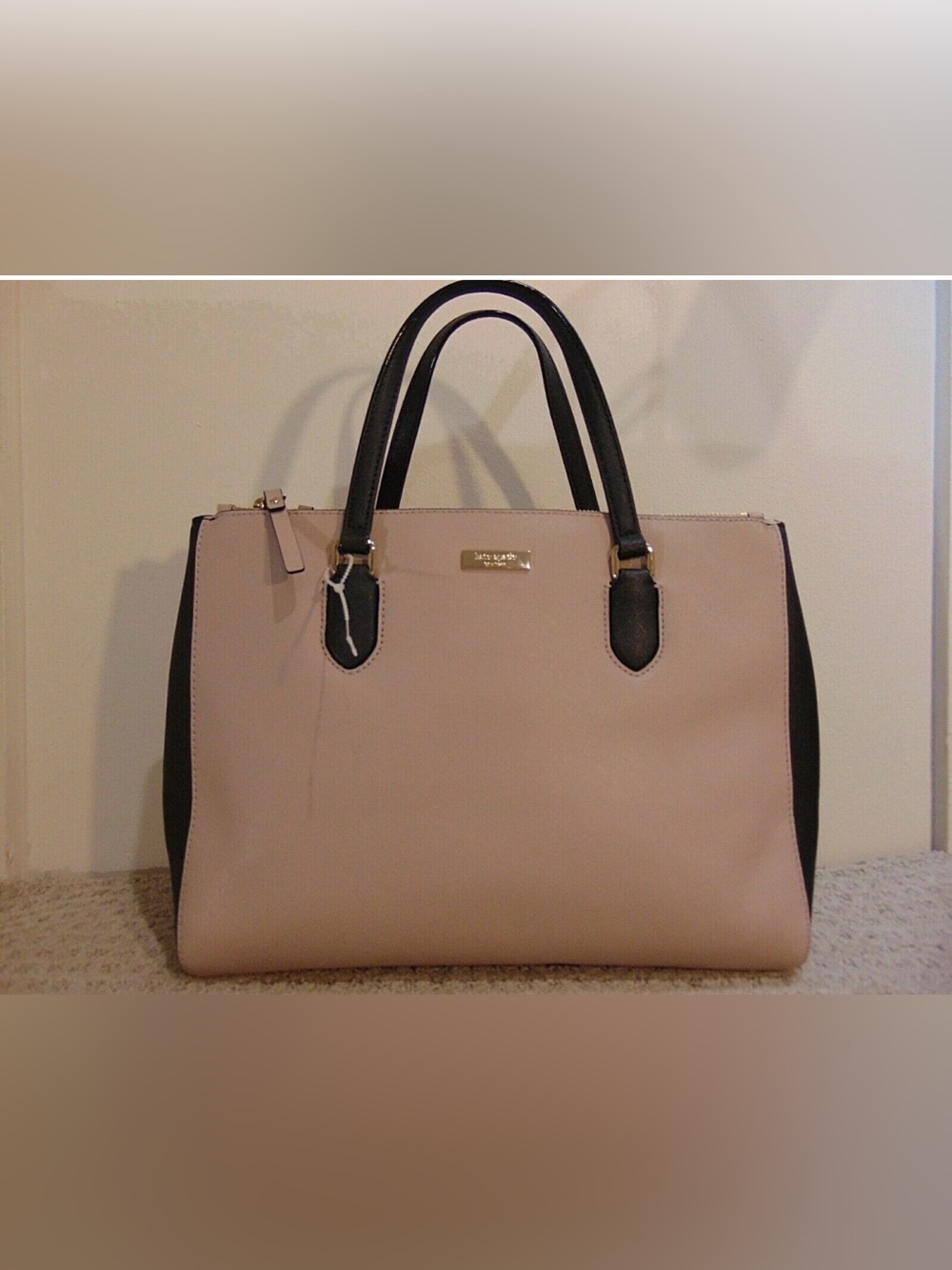 KATE SPADE Leighann Laurel Way Leather Satchel Black & Almond
Handbag Purse Tote